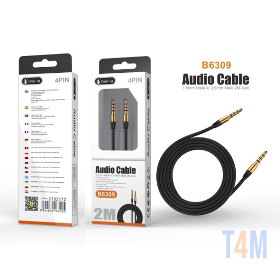 ONE PLUS B6309 3.5MM MALE TO 3.5MM MALE AUX CABLE 2M BLACK ( 2102172 )
